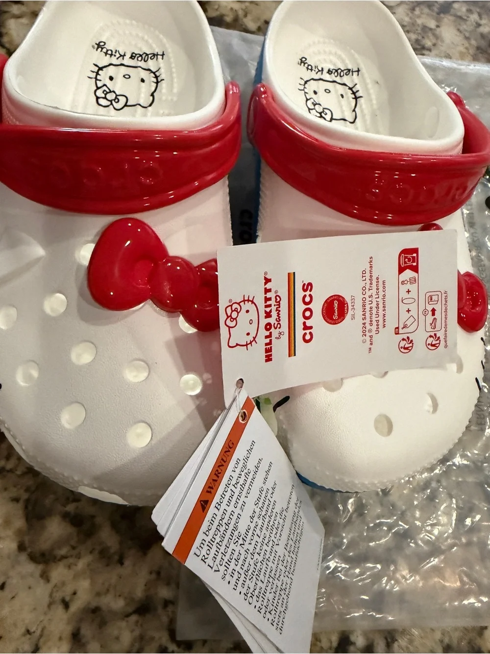 Sanrio Hello Kitty Crocs Girls White and Red Kids Clogs